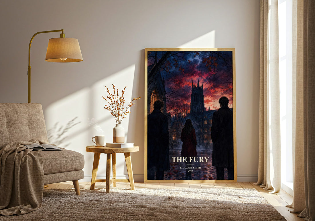 The Fury watercolour print in frame leaning in hallway – young adult wall art