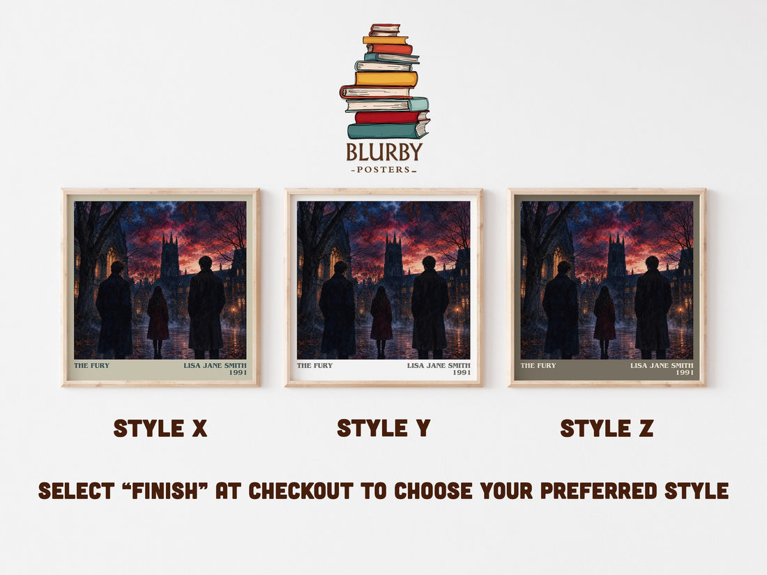 The Fury literary print in frame leaning in hallway – young adult wall art (mockup)