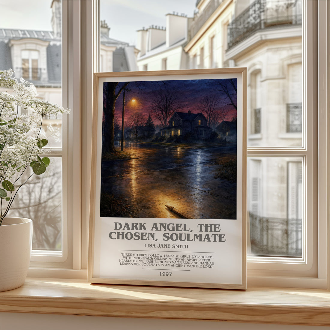 Dark Angel, The Chosen, Soulmate bookish poster colour and style options – Lisa Jane Smith book art (mockup)