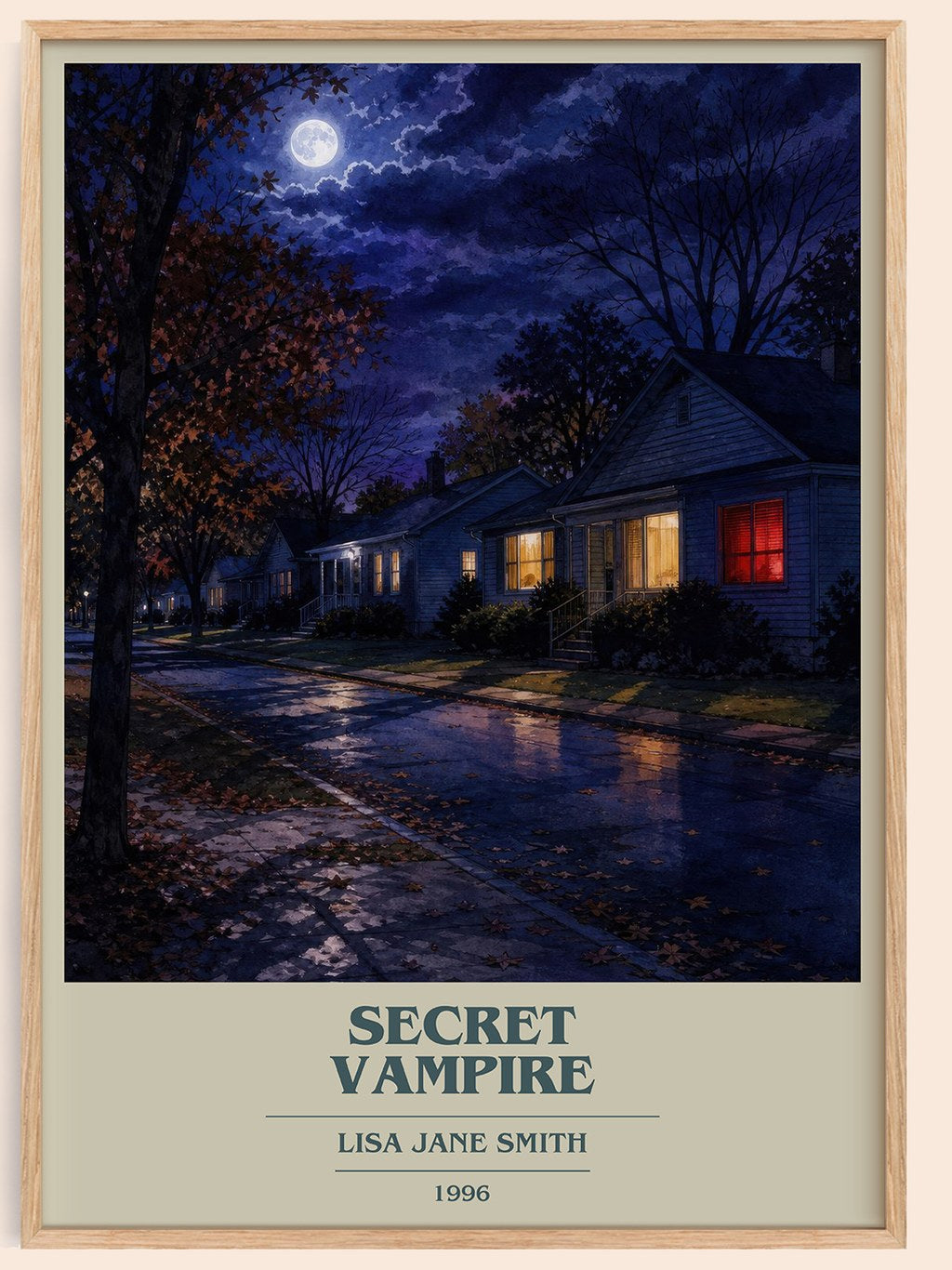 Secret vampire book cover book poster by Lisa Jane Smith – framed literary art print