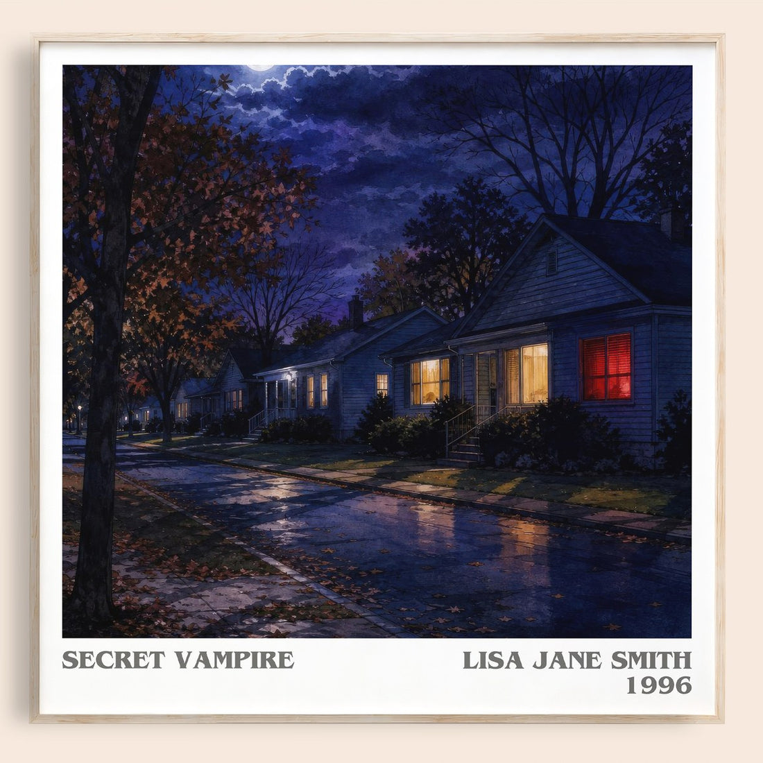 Secret vampire literary book poster by Lisa Jane Smith – framed literary art print