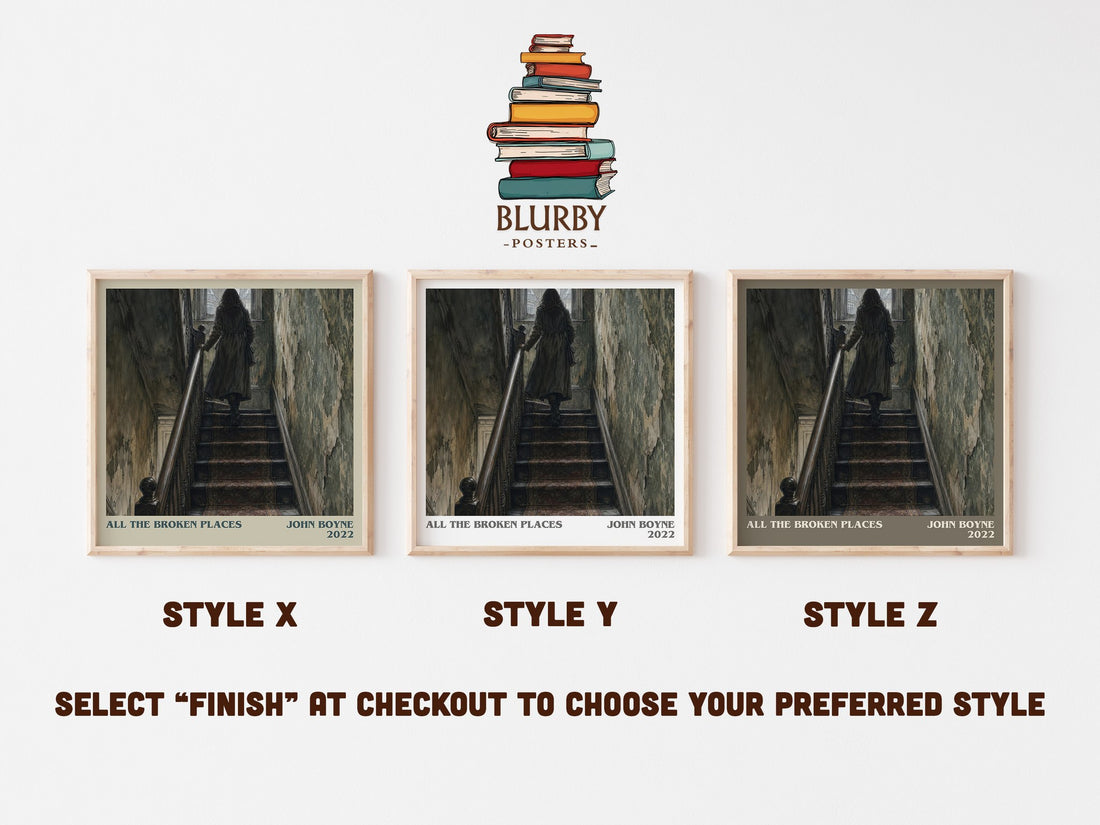 All the Broken Places literary print in frame leaning in hallway – historical fiction wall art (mockup)