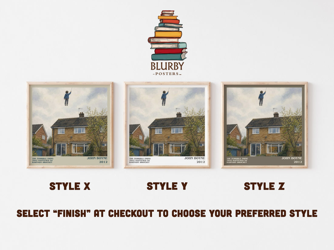 The Terrible Thing That Happened to Barnaby Brocket literary print in frame leaning in hallway – childrens wall art (mockup)