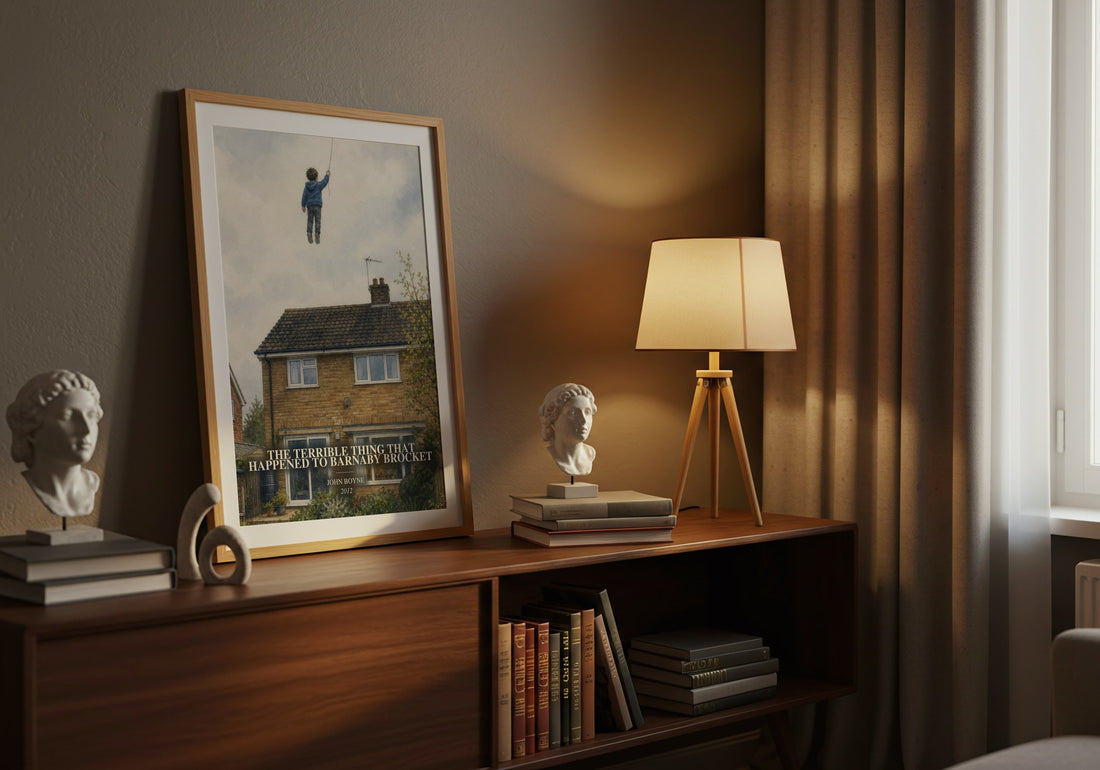 The Terrible Thing That Happened to Barnaby Brocket watercolour print on bookshelf – John Boyne fan gift