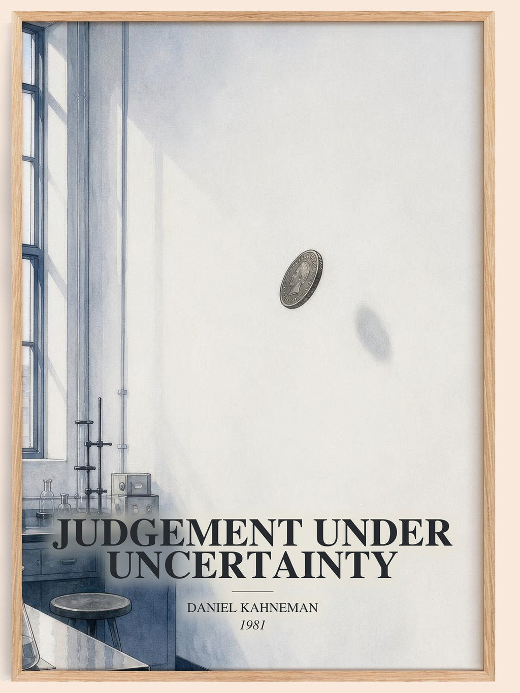 Judgement under uncertainty watercolour book poster by Daniel Kahneman – framed literary art print