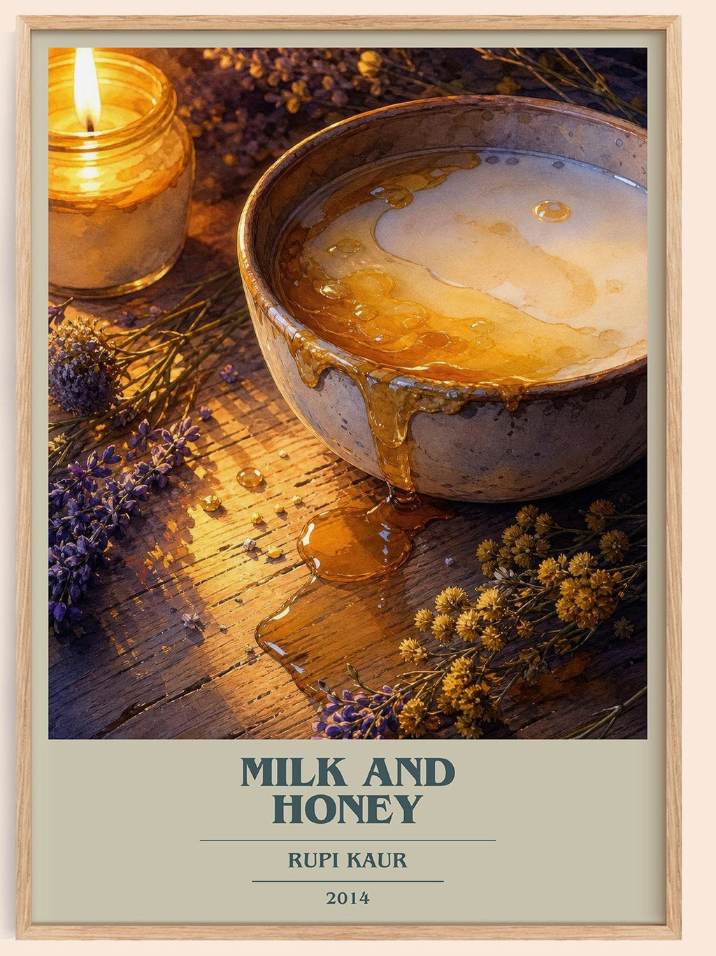 Milk and Honey book cover book poster by Rupi Kaur – framed literary art print