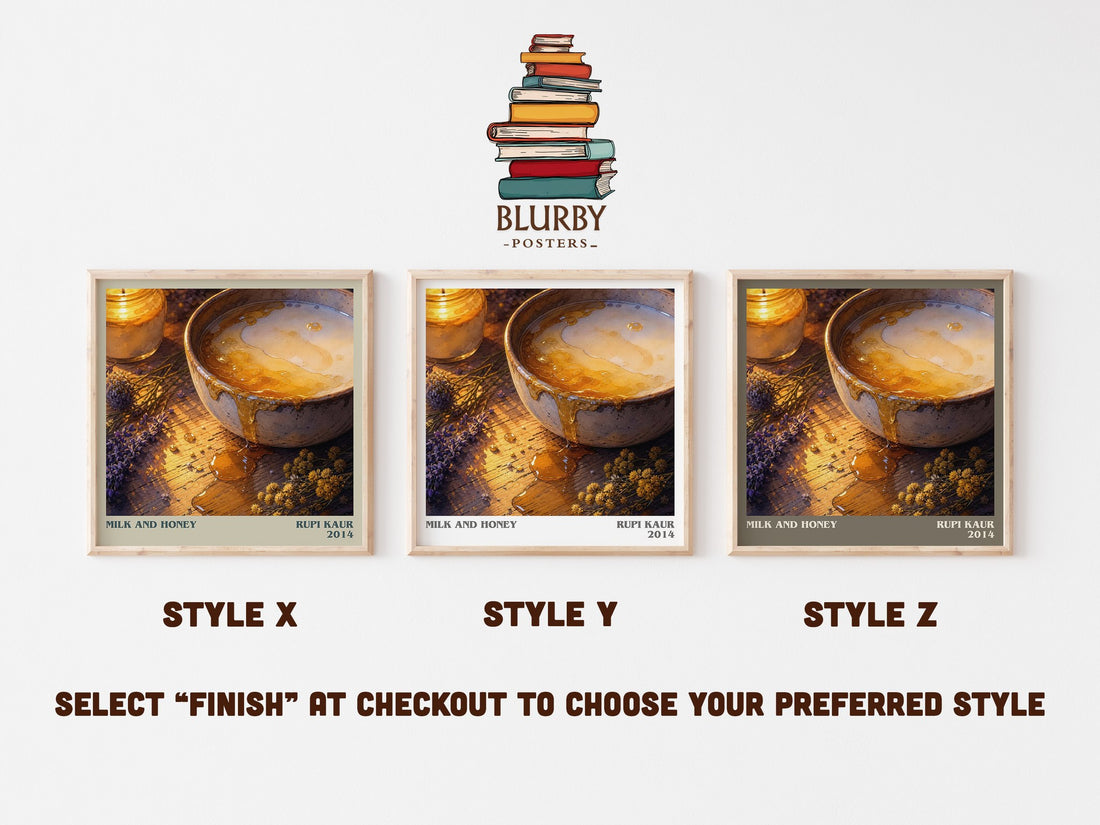 Milk and Honey literary print in frame leaning in hallway – poetry wall art (mockup)