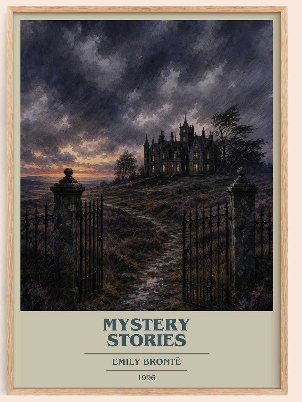 Mystery Stories book cover book poster by Emily Brontë – framed literary art print