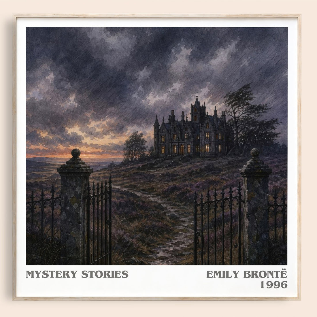 Mystery Stories literary book poster by Emily Brontë – framed literary art print