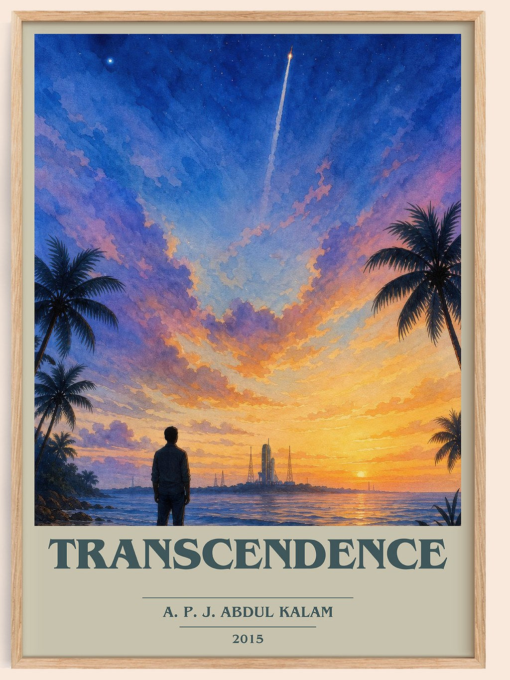 Transcendence book cover book poster by A. P. J. Abdul Kalam – framed literary art print