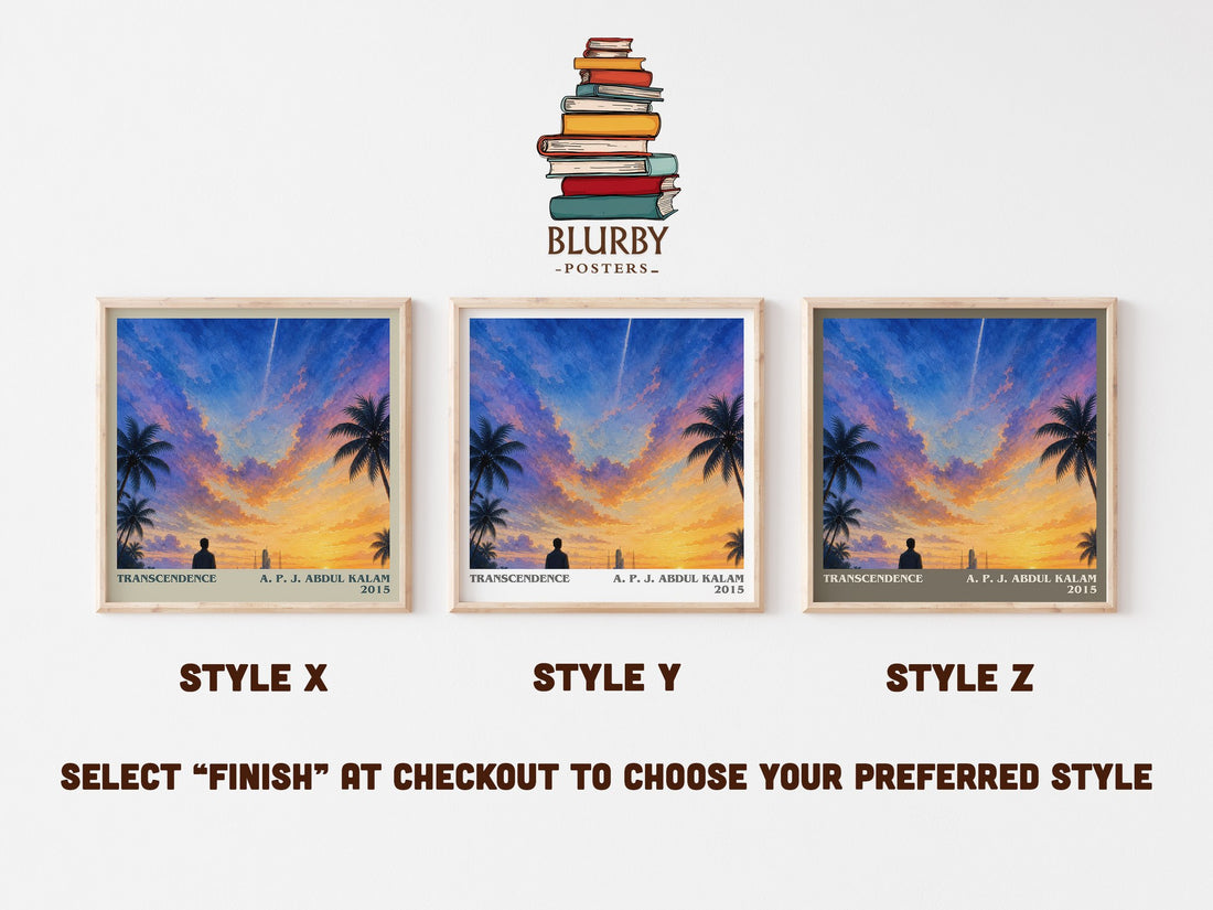 Transcendence literary print in frame leaning in hallway – memoir wall art (mockup)