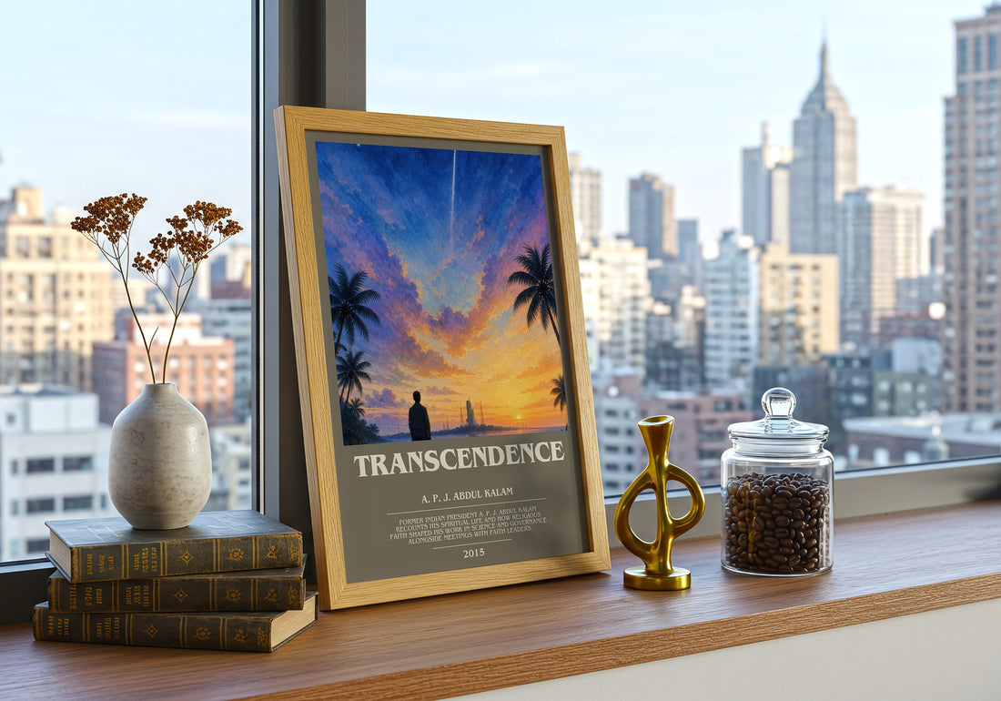 Transcendence bookish print framed by window – literary home decor