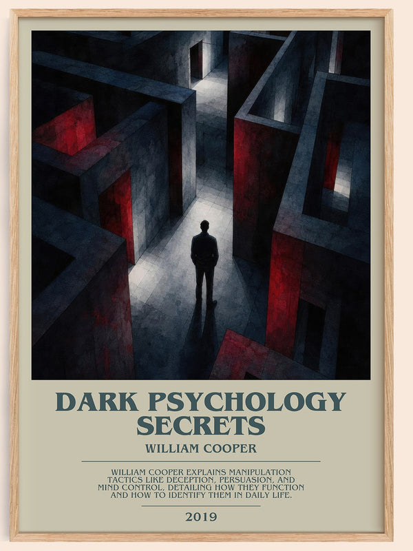 Dark Psychology Secrets bookish book poster by William Cooper – framed literary art print