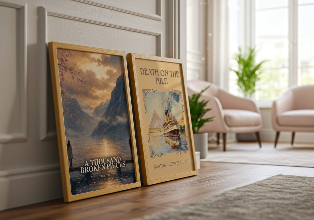 A Thousand Broken Pieces watercolour print framed by window – literary home decor
