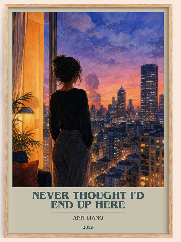 Never Thought I'd End Up Here book cover book poster by Ann Liang – framed literary art print
