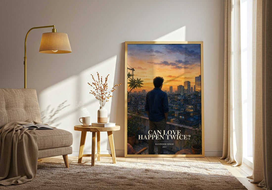 Can love happen twice? watercolour print in frame leaning in hallway – romance wall art