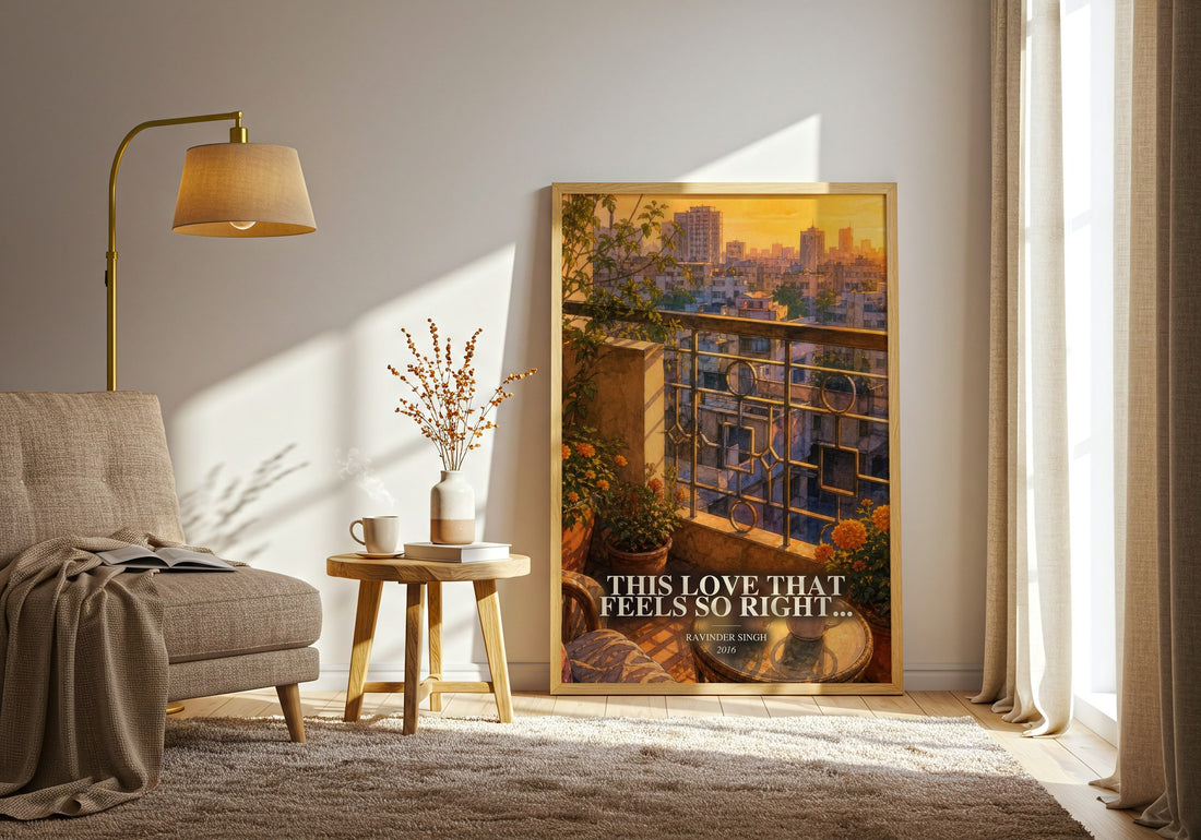 This Love that Feels So Right... watercolour print in frame leaning in hallway – romance wall art