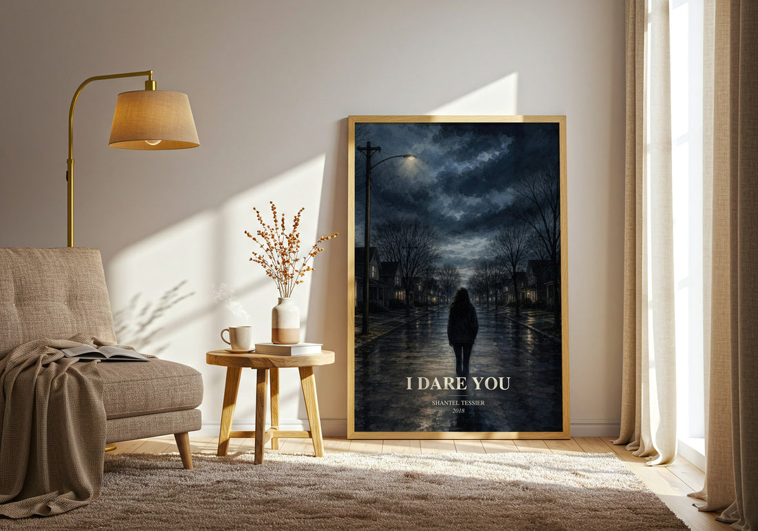 I Dare You watercolour print in frame leaning in hallway – romance wall art
