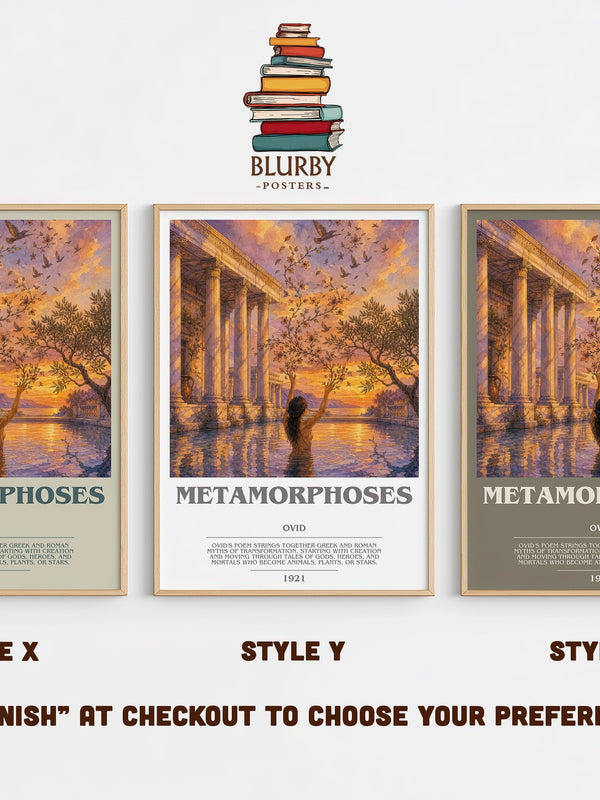 Metamorphoses bookish print in frame leaning in hallway – classic literature wall art
