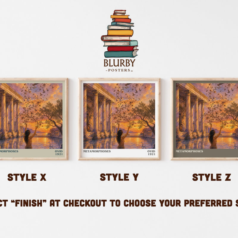 Metamorphoses literary print in frame leaning in hallway – classic literature wall art