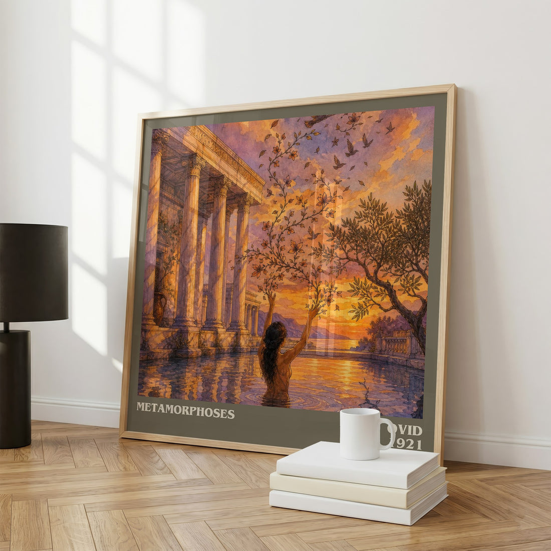 Metamorphoses literary print framed by window – literary home decor
