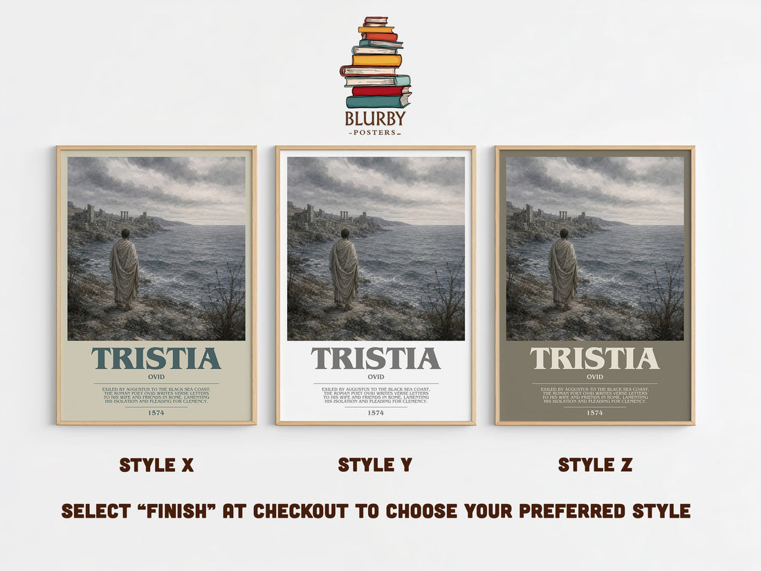 Tristia bookish print in frame leaning in hallway – poetry wall art (mockup)