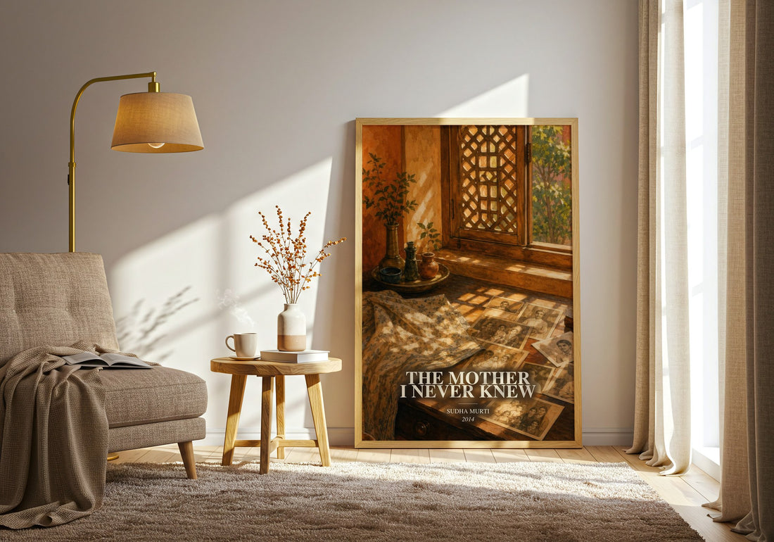 The Mother I Never Knew watercolour print in frame leaning in hallway – literary fiction wall art