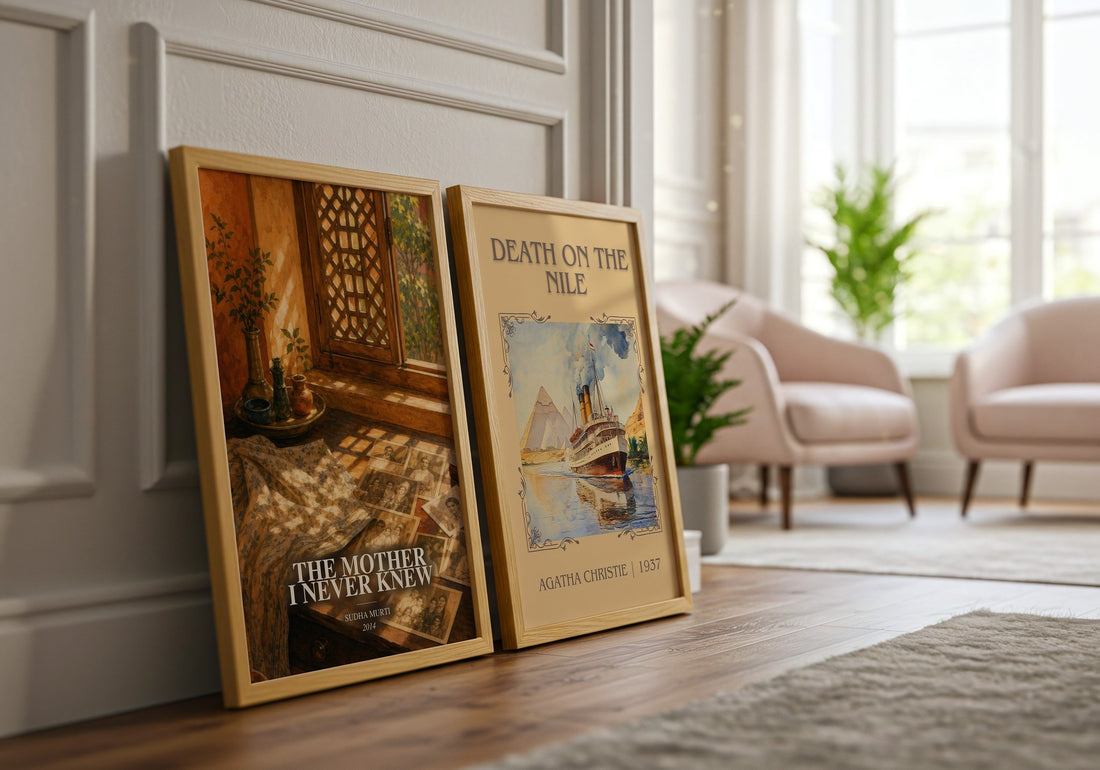 The Mother I Never Knew watercolour print framed by window – literary home decor