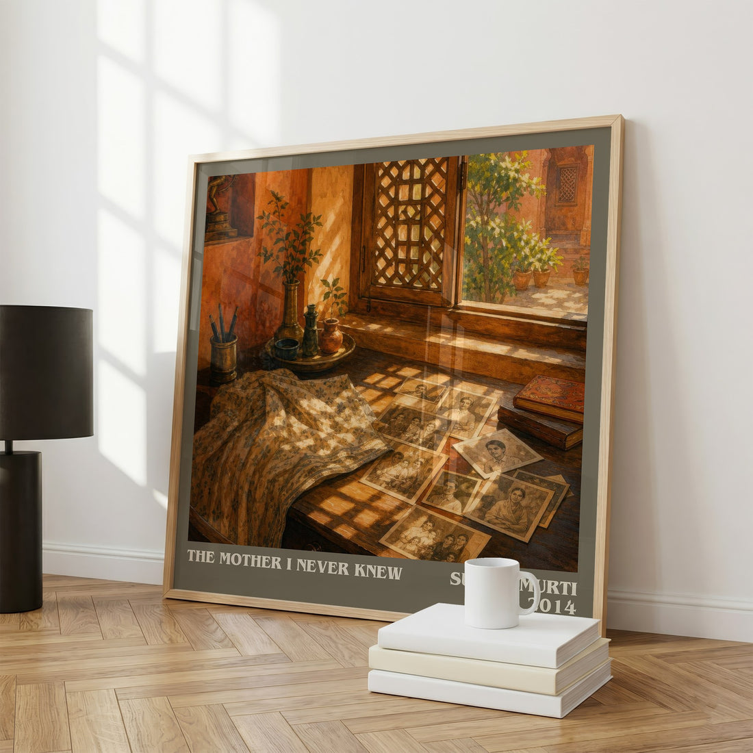 The Mother I Never Knew literary print framed by window – literary home decor
