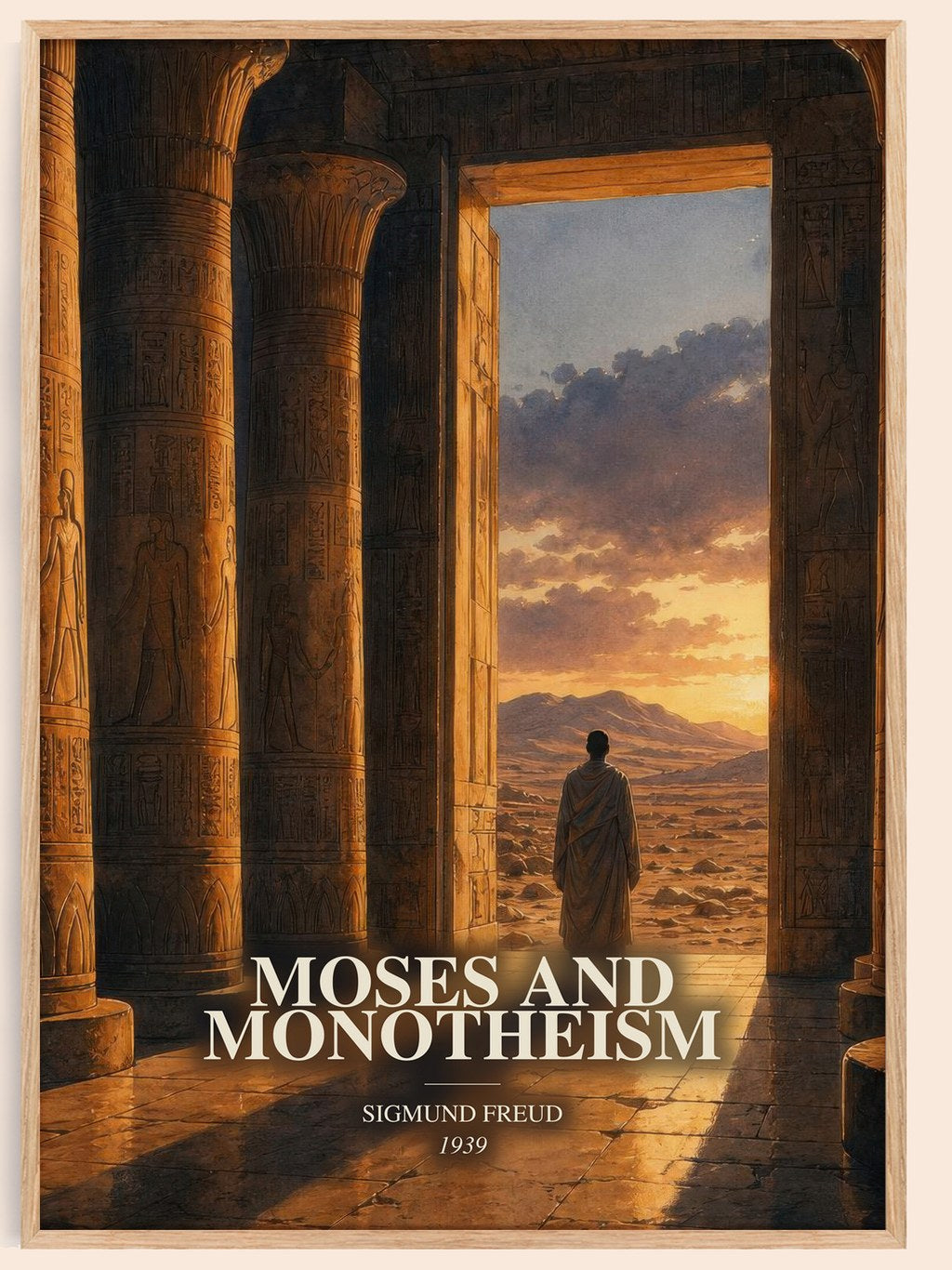 Moses and monotheism watercolour book poster by Sigmund Freud – framed literary art print