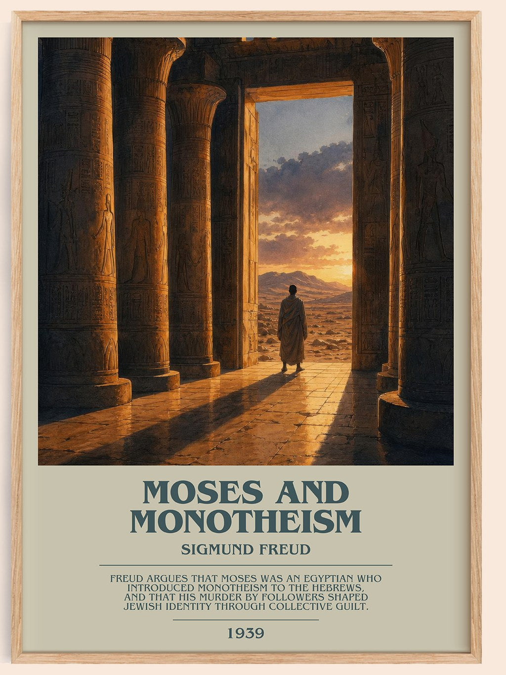 Moses and monotheism bookish book poster by Sigmund Freud – framed literary art print