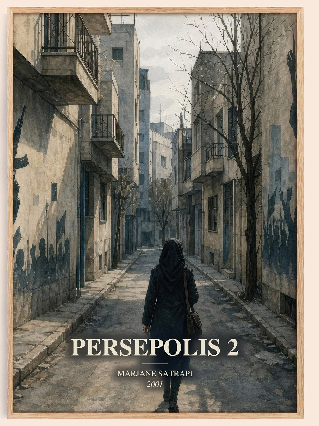 Persepolis 2 watercolour book poster by Marjane Satrapi – framed literary art print
