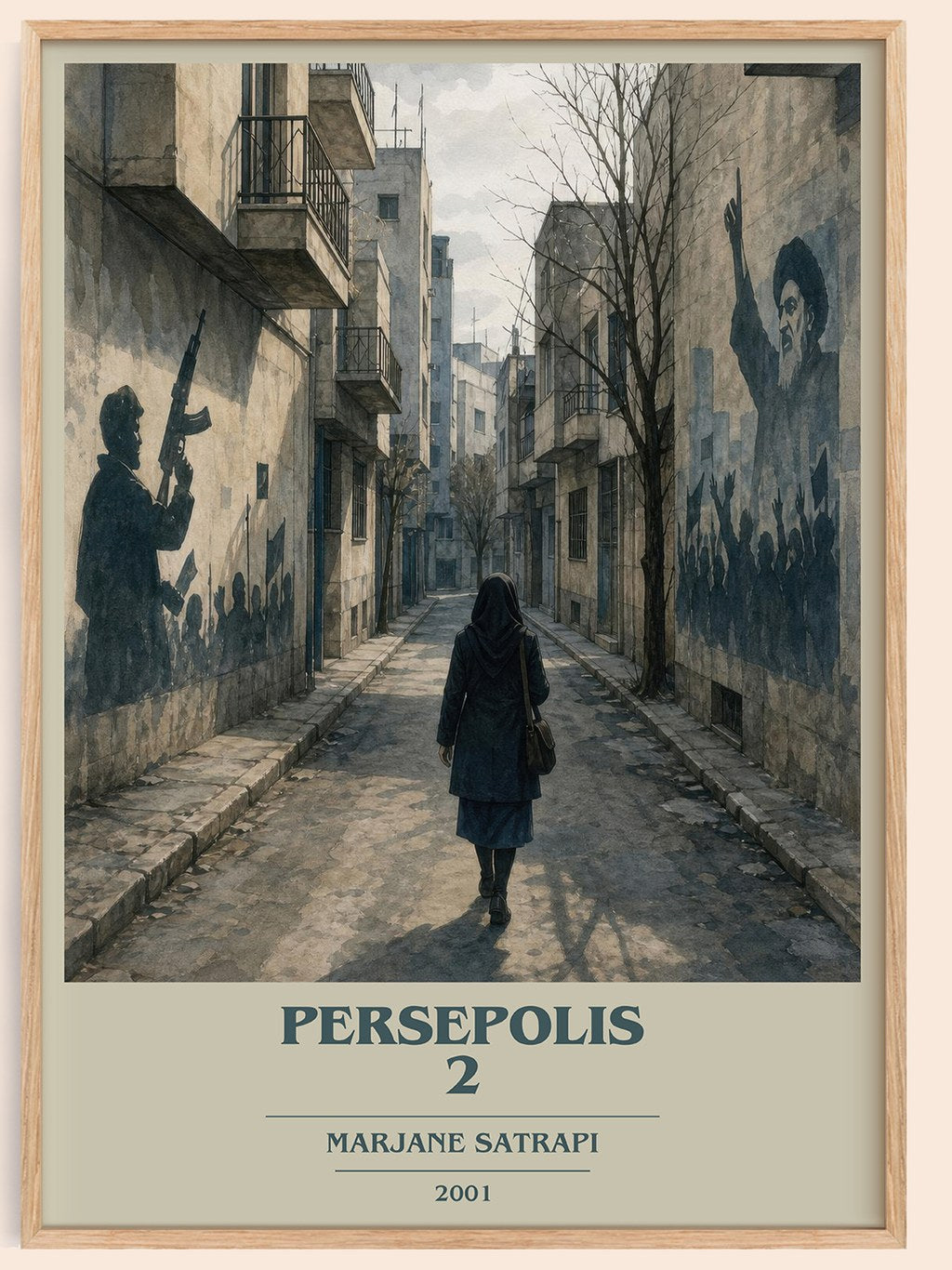 Persepolis 2 book cover book poster by Marjane Satrapi – framed literary art print