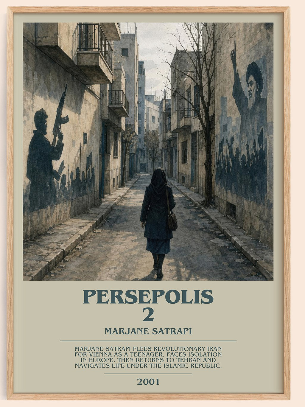 Persepolis 2 bookish book poster by Marjane Satrapi – framed literary art print