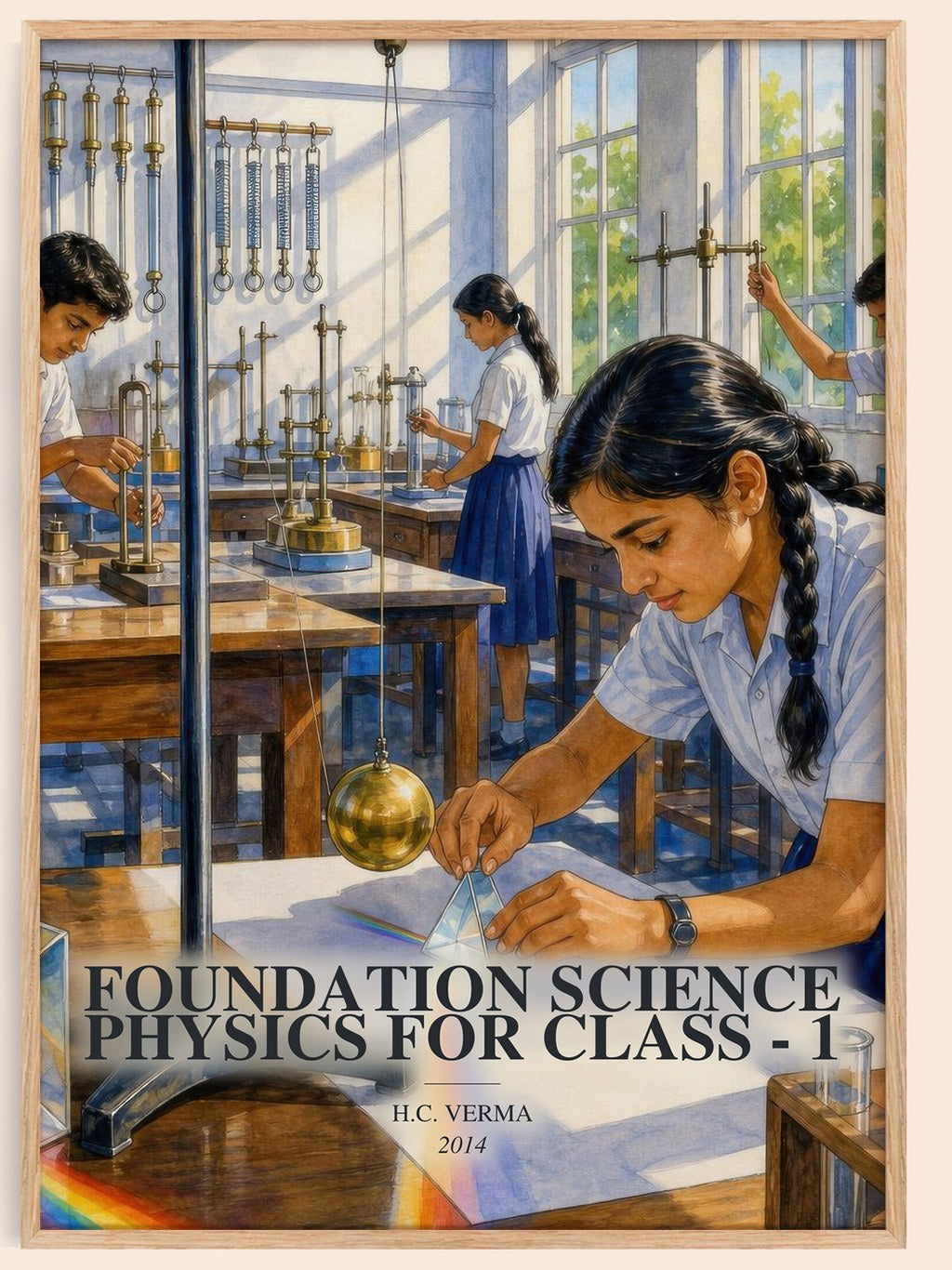 Foundation Science Physics for Class - 1 watercolour book poster by H.C. Verma – framed literary art print