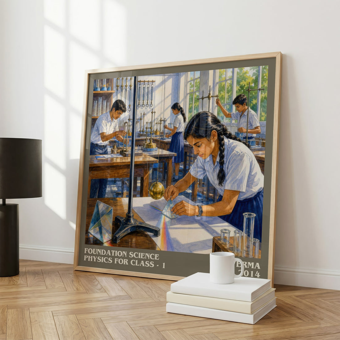 Foundation Science Physics for Class - 1 literary print framed by window – literary home decor