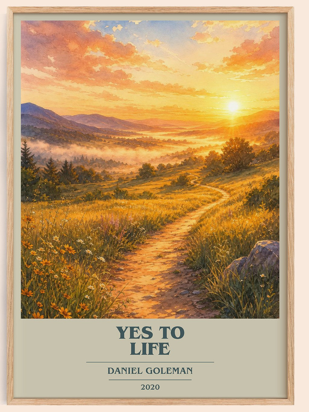 Yes to Life book cover book poster by Daniel Goleman – framed literary art print