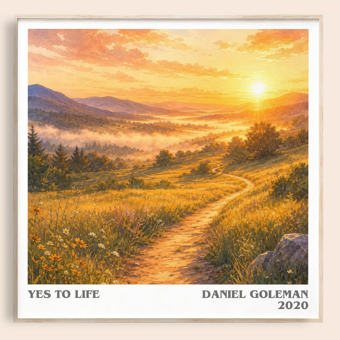 Yes to Life literary book poster by Daniel Goleman – framed literary art print