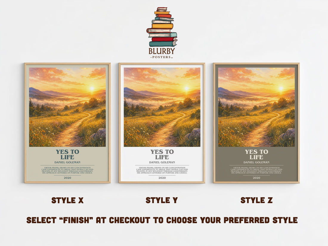 Yes to Life bookish print in frame leaning in hallway – __new__:self help wall art (mockup)