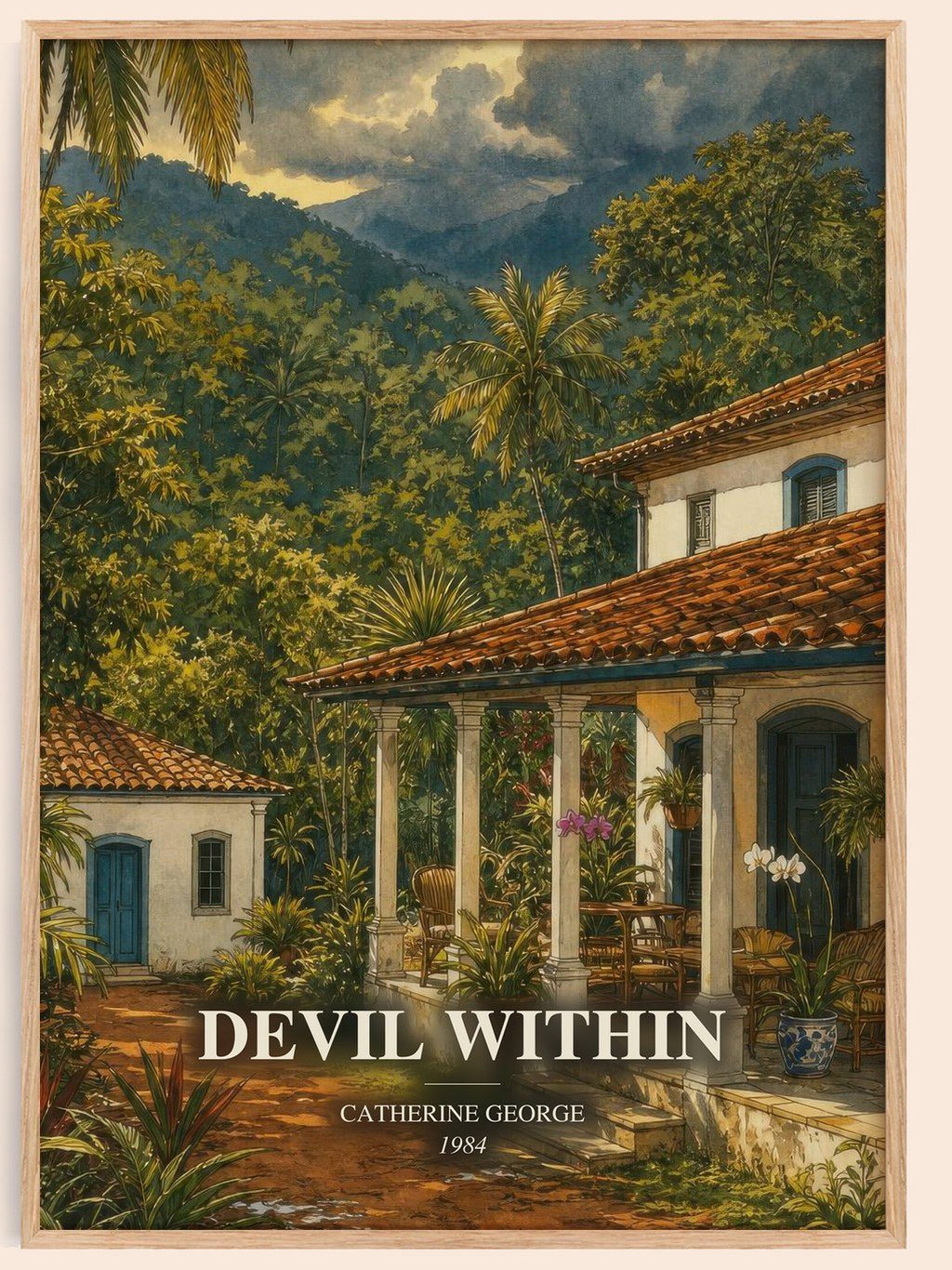 Devil Within watercolour book poster by Catherine George – framed literary art print