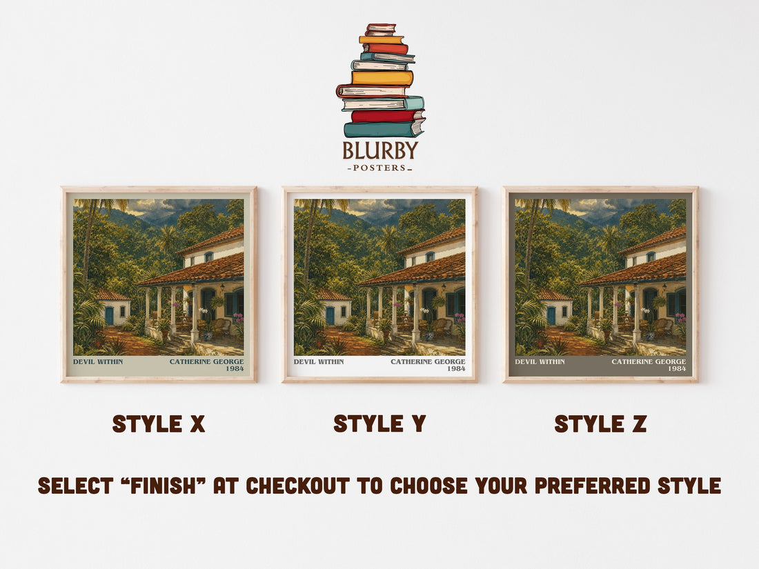 Devil Within literary print in frame leaning in hallway – romance wall art (mockup)