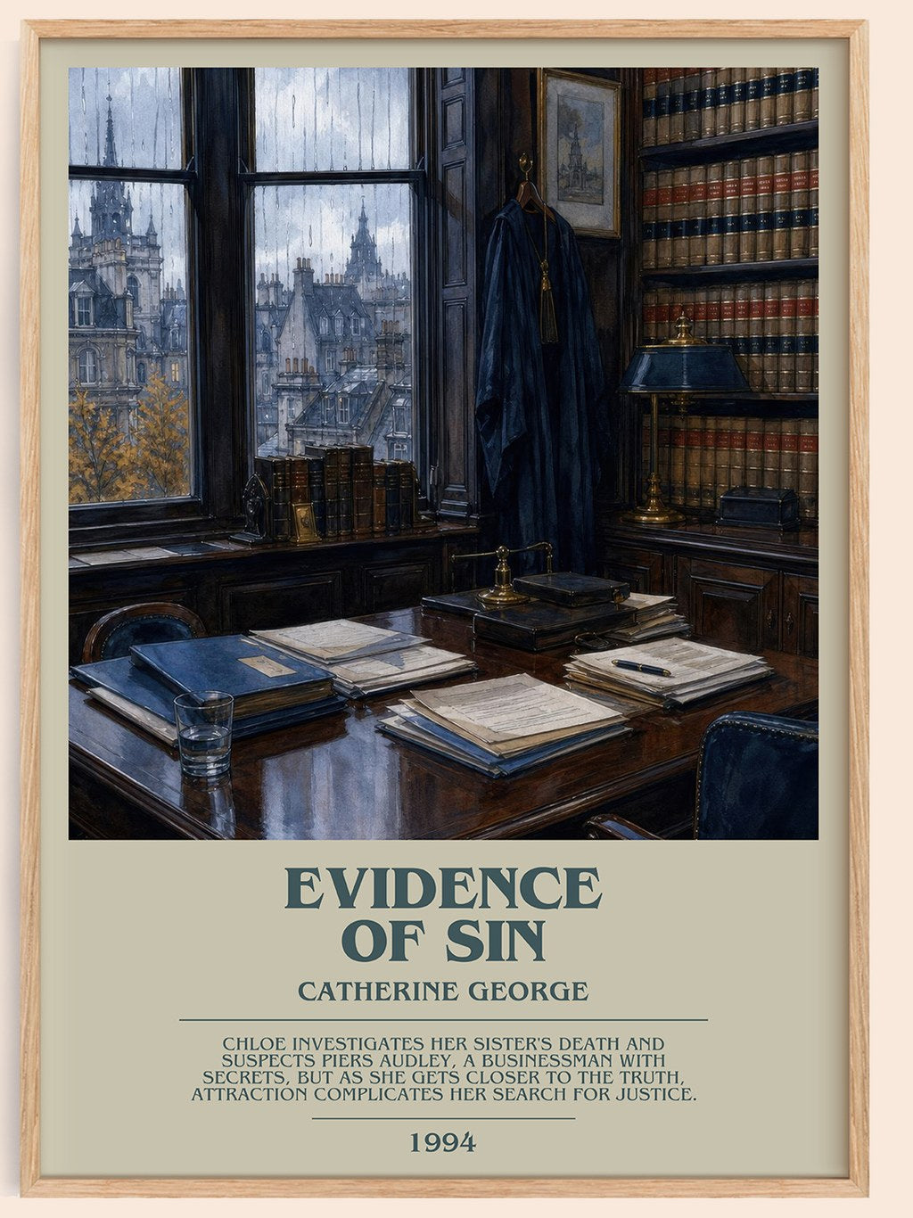 Evidence of Sin bookish book poster by Catherine George – framed literary art print