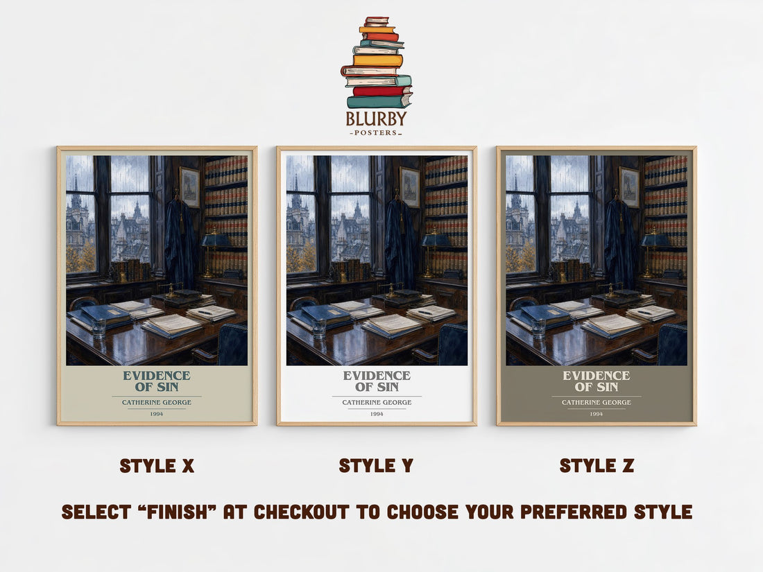 Evidence of Sin book cover print in frame leaning in hallway – romance wall art (mockup)