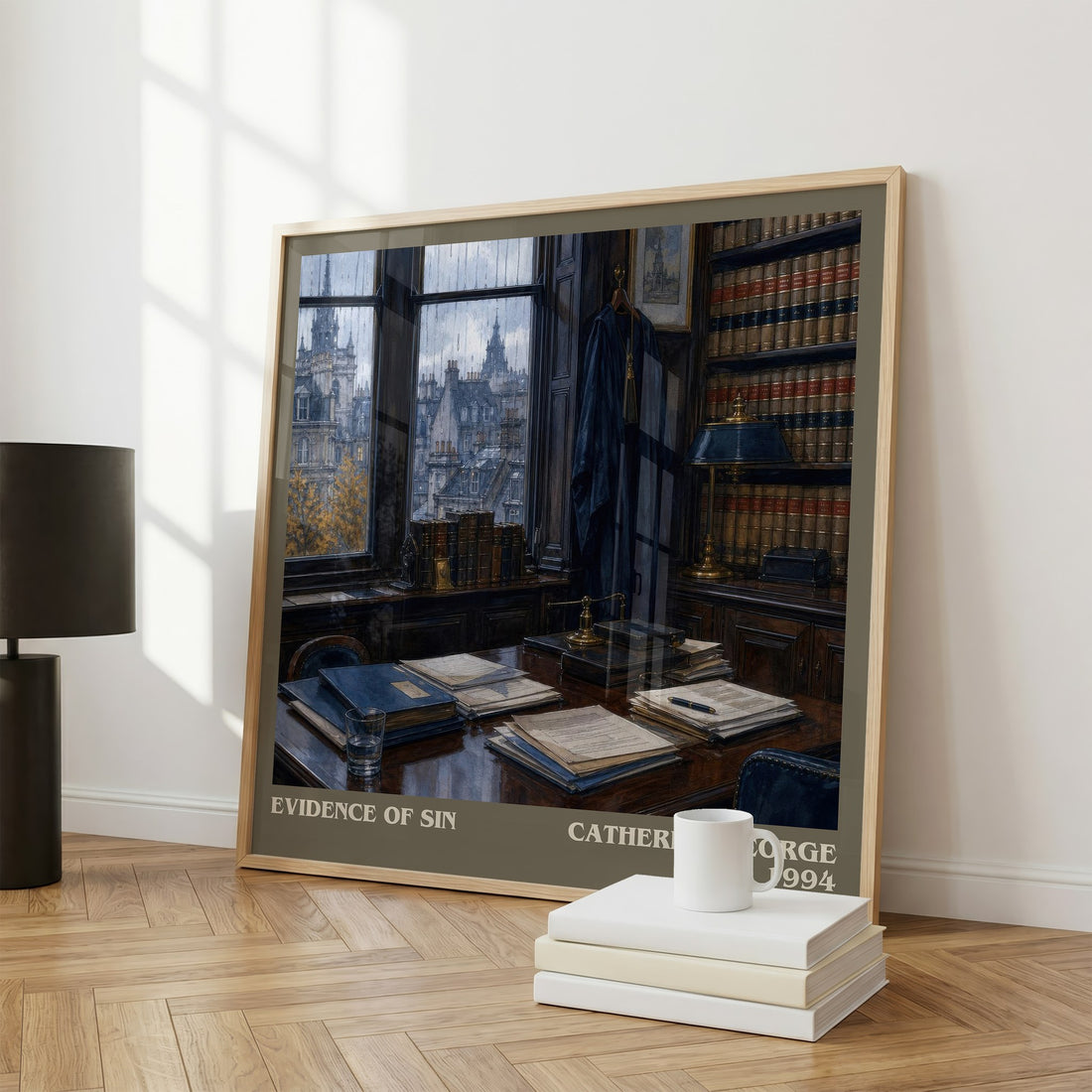 Evidence of Sin literary print framed by window – literary home decor