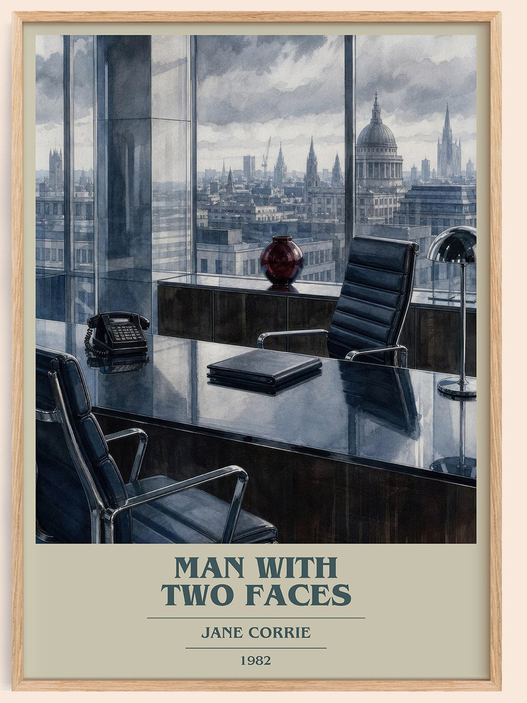 Man with two faces book cover book poster by Jane Corrie – framed literary art print