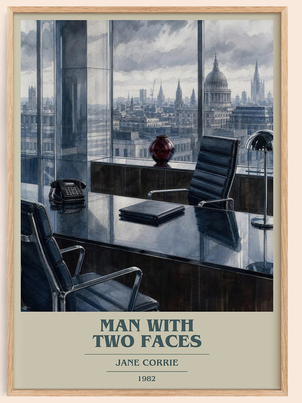 Man with two faces book cover book poster by Jane Corrie – framed literary art print