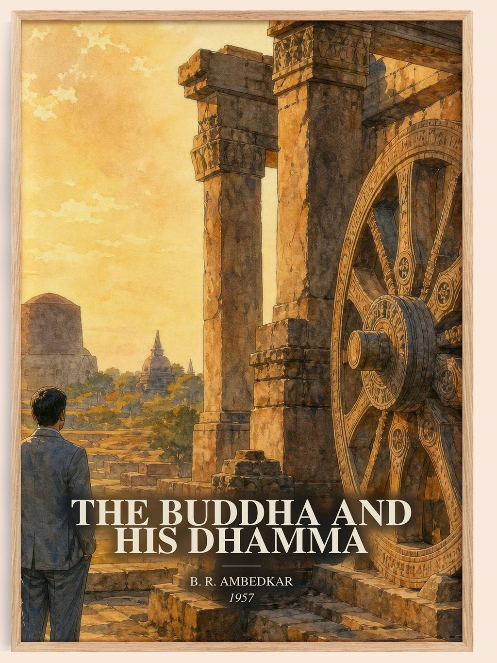 The Buddha and his Dhamma watercolour book poster by B. R. Ambedkar – framed literary art print