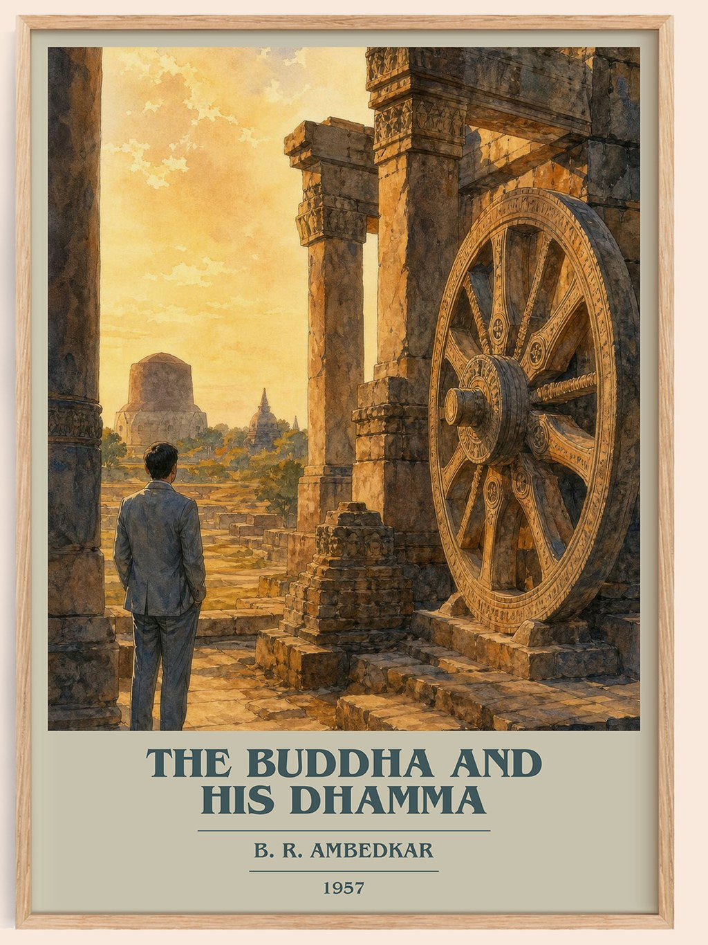 The Buddha and his Dhamma book cover book poster by B. R. Ambedkar – framed literary art print