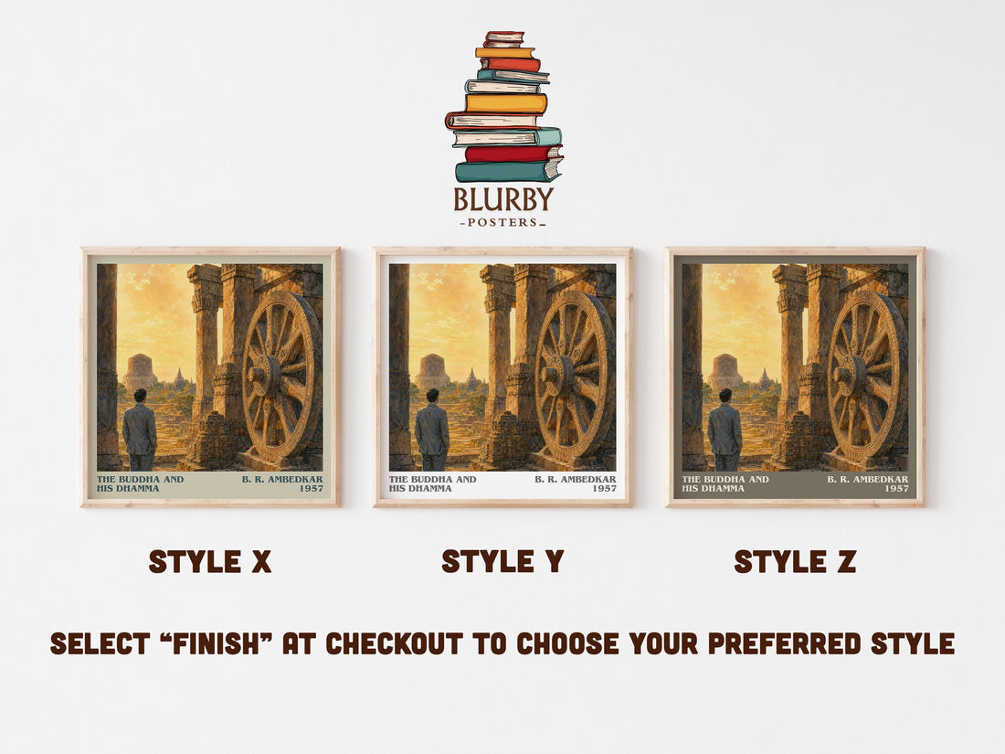 The Buddha and his Dhamma literary print in frame leaning in hallway – philosophy wall art (mockup)