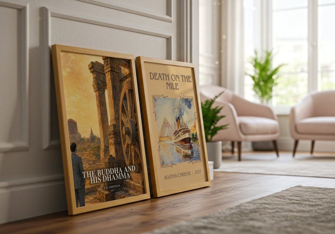 The Buddha and his Dhamma watercolour print framed by window – literary home decor